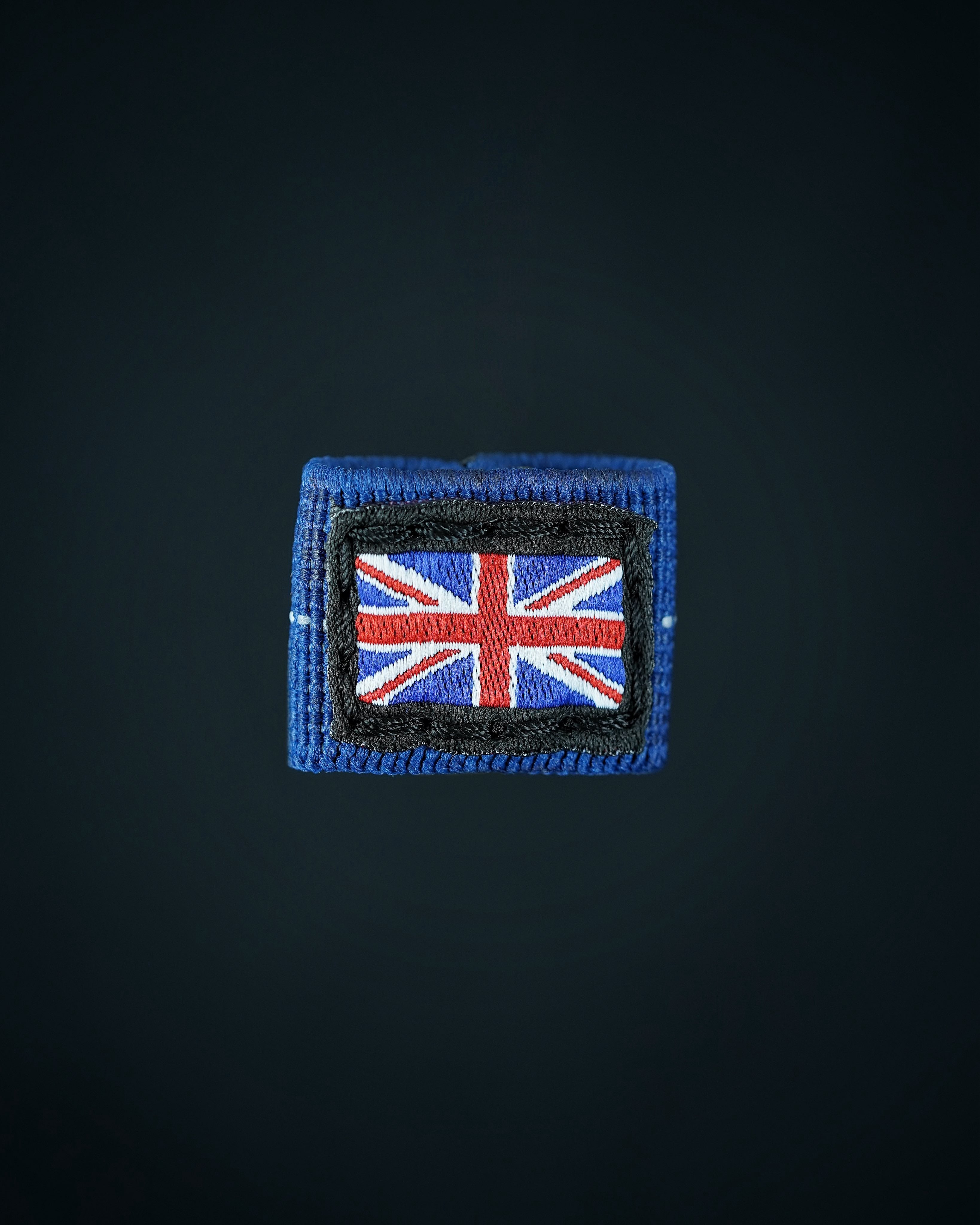 blue elastic watch band with uk flag keeper